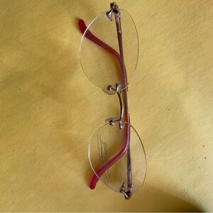 Red and Gold Rimless Glasses